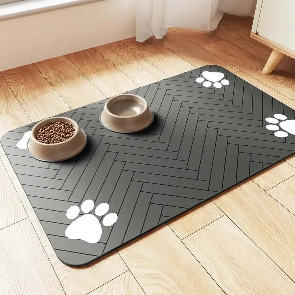 Pet Feeding Mat-Absorbent Pet Placemat for Food and Water Bowl with Waterproof R
